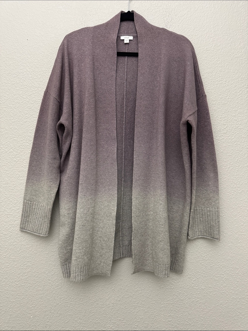 J. Jill Pure Jill Purple Gray Ombre Open Front Cardigan Sweater Size Large